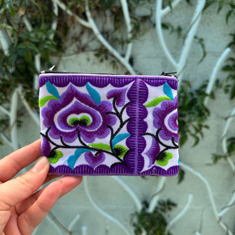 Vibrant Purple Embroidered Clutch